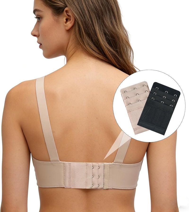 MaehSab 32 Pcs Bra Extenders, Women Ladies Soft Comfortable Stretchy Back Bra Band Extension 2 Hooks / 3 Hooks, Lingeries Bra Strap Extender (Black,Khaki) - Image 4